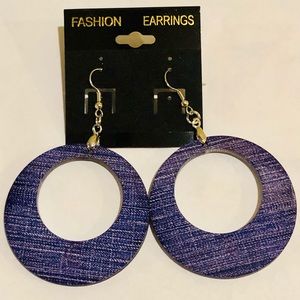 Blue Jean inspired sublimated hoop earrings